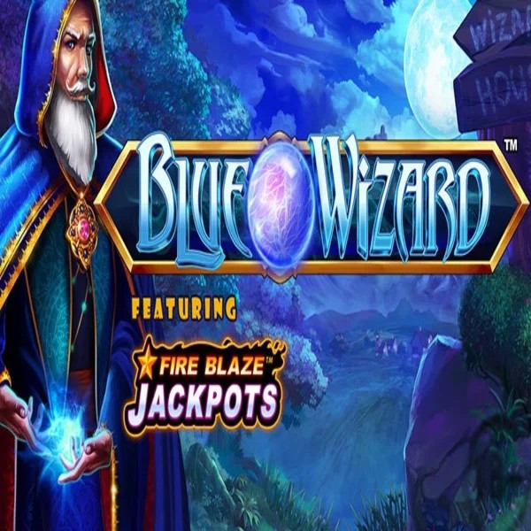 Blue Wizard Fire Blaze Jackpots logo – Slots by Rarestone Gaming at O'Reels Casino UK